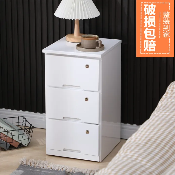 Bedside Table with Lock Solid Wood Ultra Narrow Simple Modern Bedroom