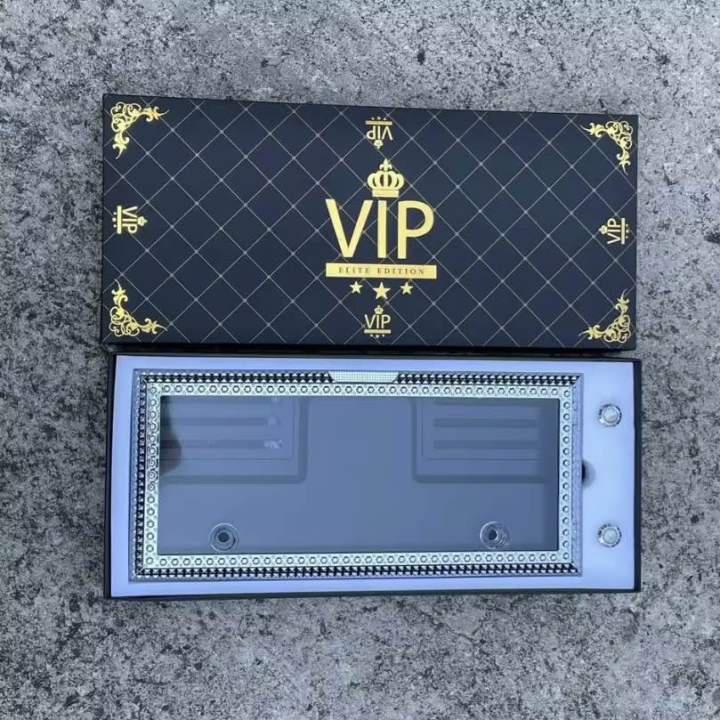 กรอบป้ายทะเบียน-vip-พร้อมหัวน็อตเพชร-สามารถใส่กับป้ายทะเบียนเดิมได้เลย-1-กล่อง-1-ชิ้น-สวยงาม-งานดี-หรูหรา-สไตล์vip