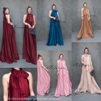 [PROMOTION] (SUPER SALE) (นางแบบใส่ชุดขาย) v3 Gala HeR MooD SatiN Maxi DreSS สวยเด่นงามเลอค่า เดรสยาว เดรสแขนกุด เนื้อซิลค์ซาตินผสมดีไซน์หรู แม็กซี่เดรส แขนกุดคอผูกโบว์ เดรสซาติน เดรสเว้าไหล่ สวยเริ่ดๆ สวยเพรียว **งดรับลค.ดราม่า