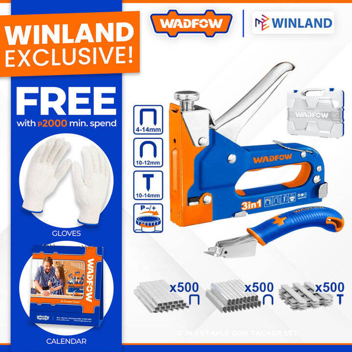 WADFOW by Winland Heavy Duty 3-in-1 Staple Gun Tacker Set 4-14mm w ...