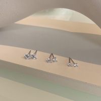 A.piece ต่างหูเงินแท้ [all silver 925] basic crystal stud(AP166)