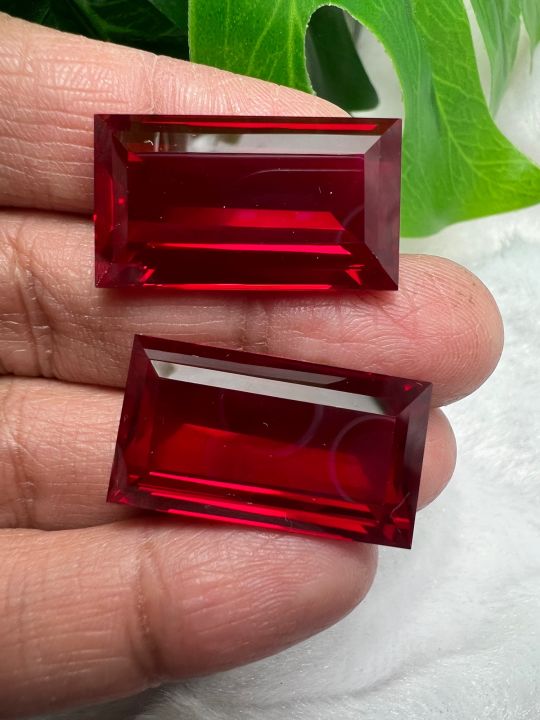 ทับทิม-พม่าเทียม-80-กะรัต-carats-พลอย-ขนาด-15x-25-มิล-mm-2-pcs-2-เม็ด-lab-made-red-ruby-burma-color