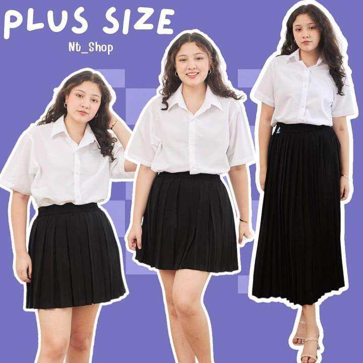 bigsize-กระโปรงนักศึกษาพลีท-ไซส์ใหญ่-xl-xxlจีบเล็ก-จีบทวิส-ผ้าหางกระรอก