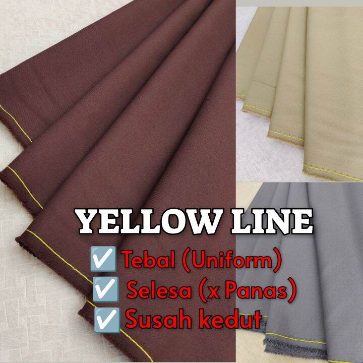 Kain Uniform Yellow Line Bidang 60 inci/ harga utk 1 meter | Lazada