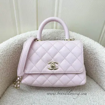 Chanel 21K Perfect Mini Square Adjustable Chain Flap in Iridescent Light  Blue Caviar and AGHW