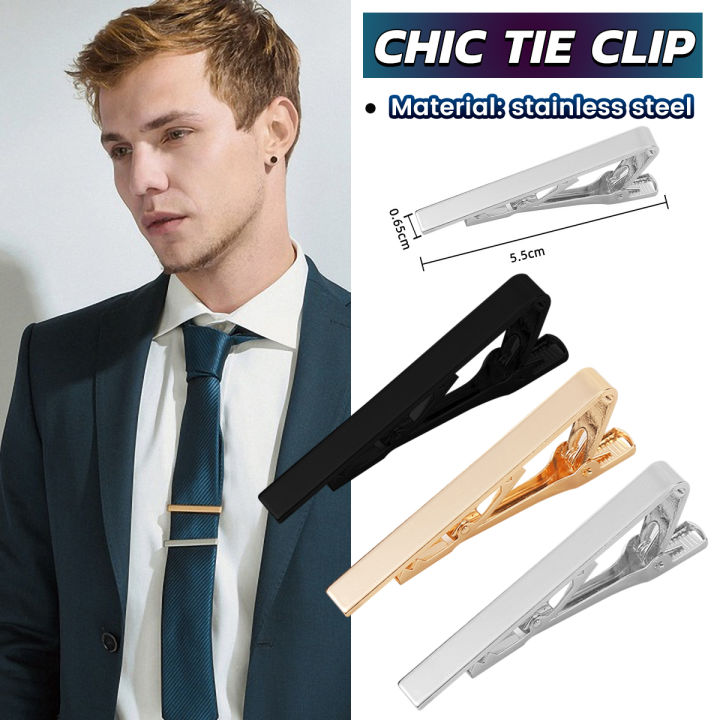 E.B. Stainless Steel Chic Necktie Tie Bar Clasp Clip Formal