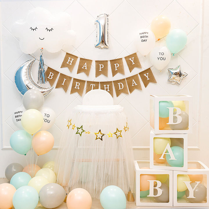 Baby's Birthday Layout Background Wall Simple Balloon Decoration Scene Girl  Online Celebrity Ins Princess Children | Lazada