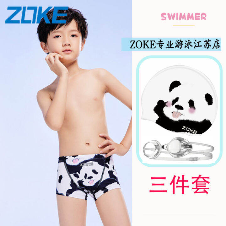 zhike-กางเกงว่ายน้ำบ็อกเซอร์ทรงสามเหลี่ยมห้าส่วนสำหรับเด็กชายและเด็กหญิงกางเกงว่ายน้ำซีรีส์แพนด้าชุดว่ายน้ำระดับมืออาชีพสำหรับการฝึกความยาวในการแข่งขัน