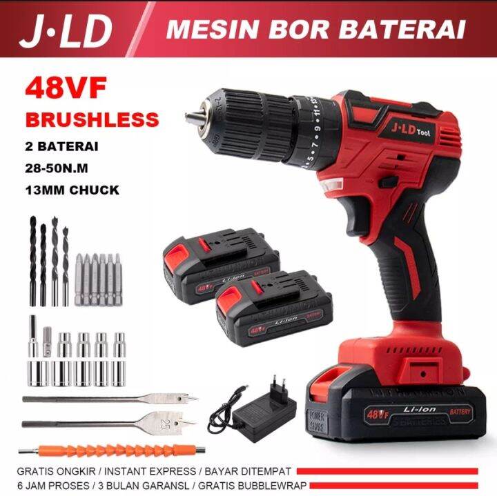 Canggih Jld Cordless Drill 48v Baterai 48v Cordless Bor Beton Impact 13mm Brushless Mesin Bor 8424