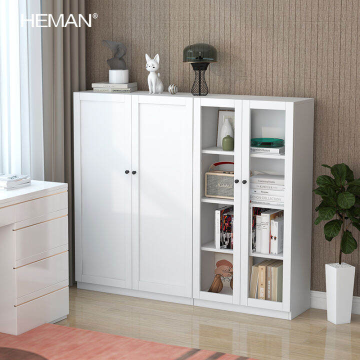 Heman Small Bookcase Glass Door Storage Cabinet Display Doorless ...