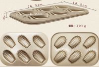 พิมพ์ทำขนม มาเดอลีน Madeleine แบบ 6 หลุม เคลือบเทปล่อน ไม่ติดพิมพ์ ขนาด 18.5x26.5x1.7 ซม.  ขนาดหลุม 8.2 ซม.