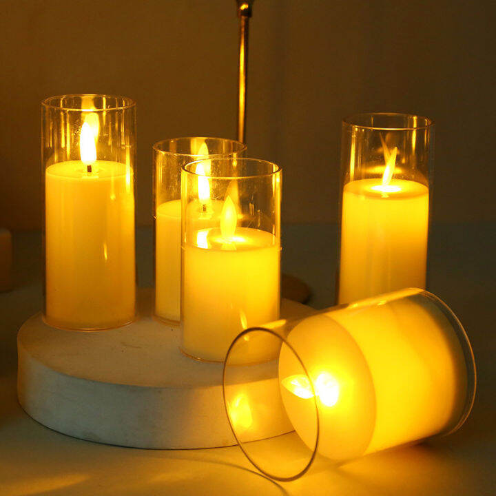 Simulation Electronic Candle Light Glow Swing Wick Builtin Batteries