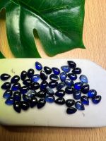 ไพลิน สี น้ำเงินของ เทียม LAB MADE BLUE SAPPHIRE BRILLIANT GLASSD 6X4 มมMM ( 2 เม็ดPIECES)