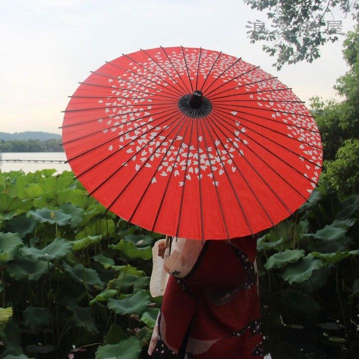 MRMIAN Red Cherry Blossom Flower Vintage Folding Umbrella for Rain Sun  Travel Mini Lightweight Compact Umbrellas