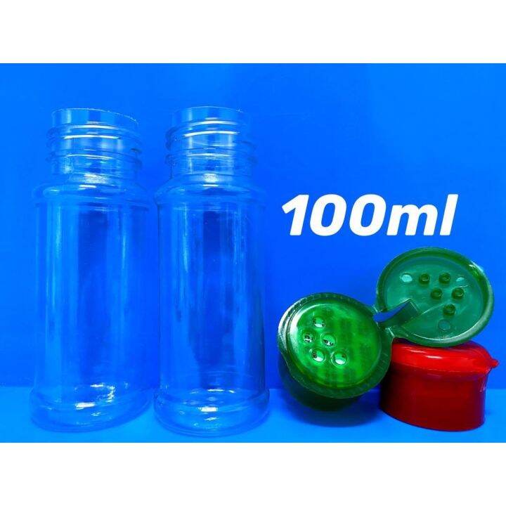 (Wholesale) Flip Cap Empty Clear Plastic Bottle 100ml (Red Cap/Green