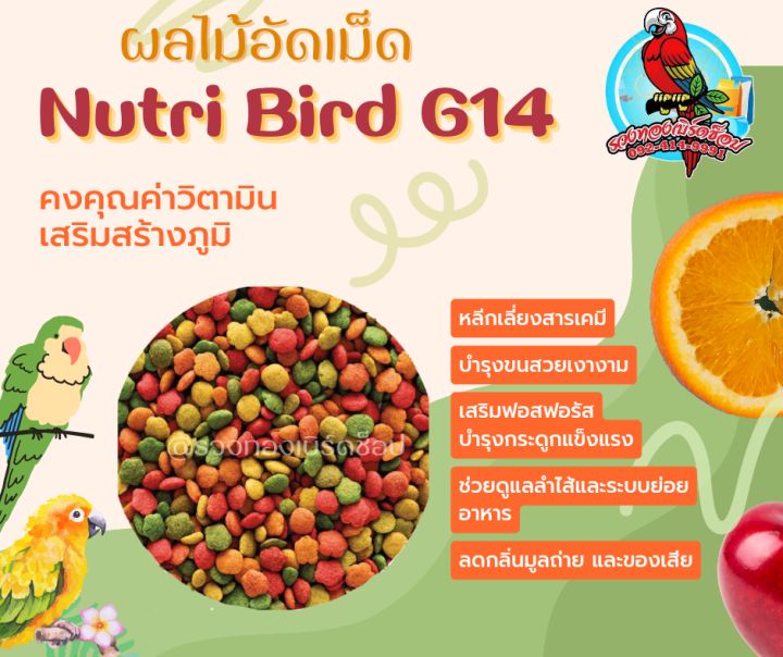 ผลไม้อัดเม็ด-nutri-bird-g14-tropical-อาหารนกแก้วขนาดเล็ก-กลาง-อาหารเสริมนก