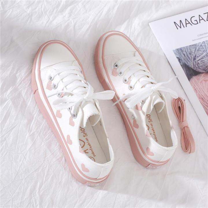 2022 Summer Love Western Style White Shoes for Women Trendy Shoes Spring  Versatile Canvas Shoes for Students Korean Style Online Red Shoes | Lazada  Singapore