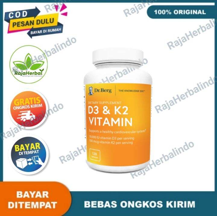 Dr Berg D3 & K2 Vitamin D3 10000 IU K2 100 mcg MK7, 120 Caps ori USA