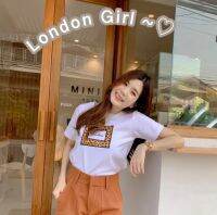 เสื้อยืดลายกรอบเสือ London girl รุ่นใหม่ มีเก็บปลายทาง