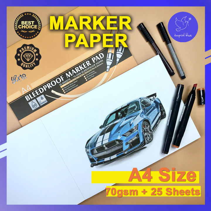Tropical Blue Arto Marker Paper A4 Size 70gsm 25 Sheets Bleedproof  Sketchbook Marker Pad Painting Stationery Art Kertas