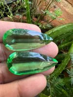 Lab Green Tourmaline Light pear 37x14(2pcs)- 50cts