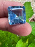 อะความารีน พลอย รูป SQUARE  สี   (Swiss AQUAMARINE) 15X15 มม 1 เม็ด 19 กะรัต  LAB MADE AQUAMARINE Gemstone 15X15  MM WEIGHT 19 CARATS SQUARE  Shape 1 PIECE