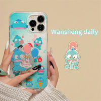 Wansheng ขาตั้งลายการ์ตูนปลาการ์ตูนภาพสีน้ำมันลายปลาการ์ตูน iphone14promax เคสมือถือ iPhone 13แบบใหม่11 14Pro หญิง12น่ารัก14PM เคสป้องกันซิลิโคนสองชั้นสร้างสรรค์กันกระแทก