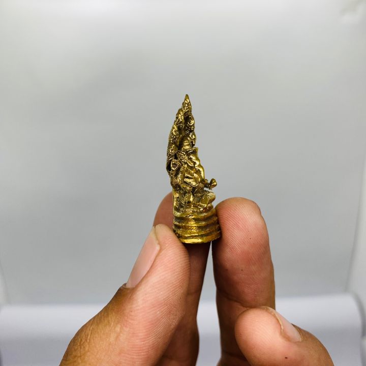 พระพิฆเนศ-นั่งบัลลังค์นาคราช7เศียร-เนื้อทองเหลือง-งานนำเข้าจากประเทศอินเดีย