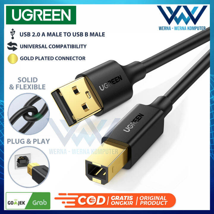 UGREEN Kabel Printer USB-A 2.0 Male To USB-B Male Gold Plated | Lazada ...