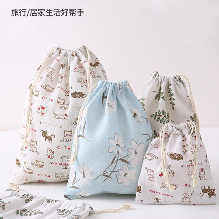 Cotton and Linen Fabric Drawstring Drawstring Bag Student Small Cloth Bag  Storage Bag Organizing Bag Travel Shoes Sundries Underwear Bag