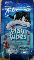 ขนมแมวเม็ด ยี่ห้อ Felix Play Tubes (สินใหม่) รสปลาทูน่า และปู ขนาด60กรัม (1ซอง)