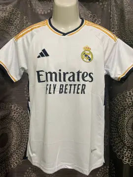 COD FOOTBALL JERSEY Soccer, Real Madrid Home Jersey, Fly Emirates Jersey, Soccer  Shirt, White-Gold