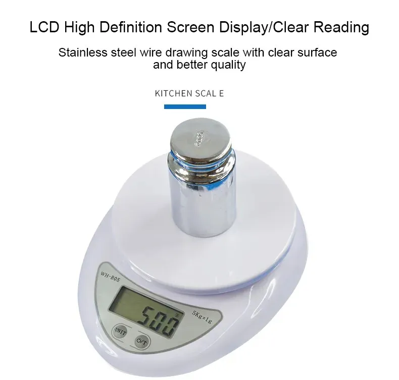 1pc 5kg LED Portable Digital Scale Scales Food Balance Measuring Weight  Kitchen Electronic Scales Small Scale