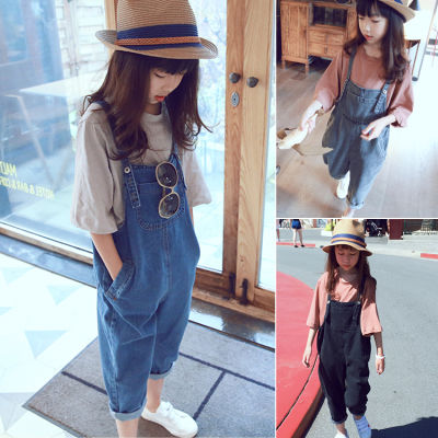 Fashion Child Cowboy Suspender Pants Spring And Autumn Season New Style Men And Women Child Baby Cool Casual Baggy Pants Big Crotch Pp Onesie