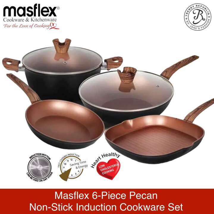 Masflex 6Piece Pecan NonStick Induction High Quality Cookware Set Lazada PH