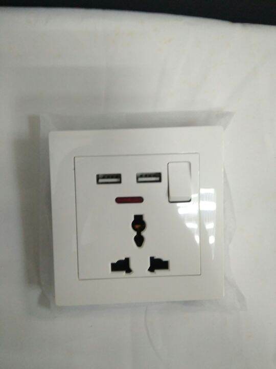wall socket UBS switch with USB port (2xUSB port) Lazada