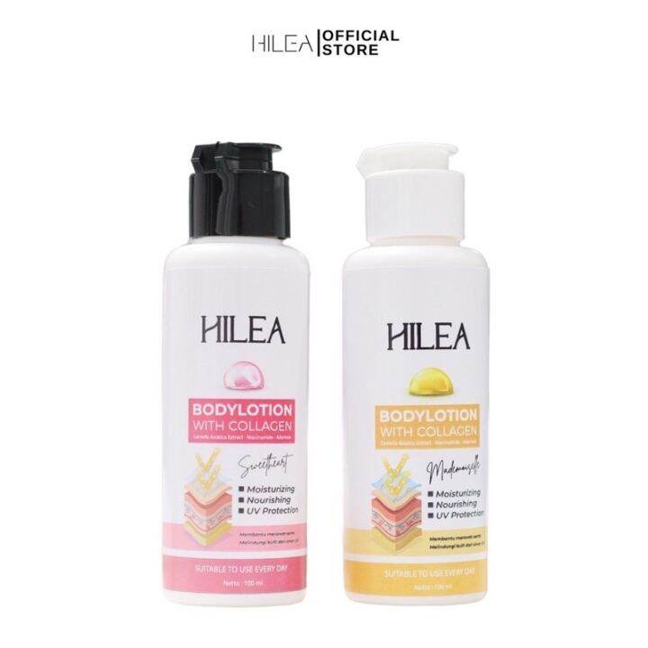HILEA BODY LOTION WITH COLLAGEN 100ML BPOM MOISTURIZING LOTION UNTUK