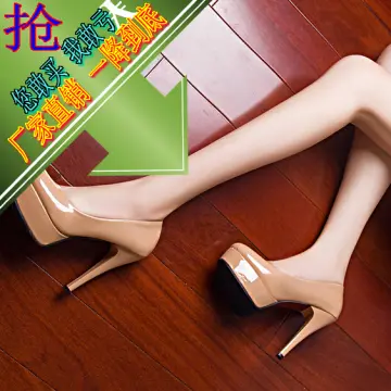 Women Leather Round Nose ElYFSant High Heels Business Attire Shoes  Platforms Low Heel Shoes Women High Heels