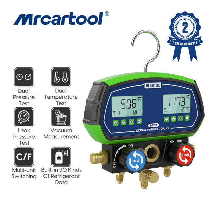 MRCARTOOL L302 Digital Aircon Refrigerant Pressure Gauge Set HVAC Dual