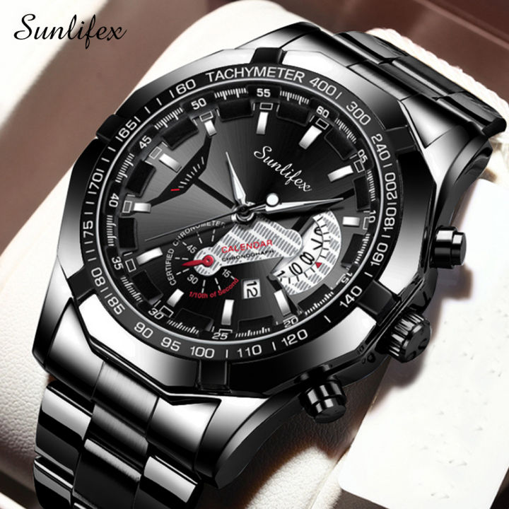 Sunlifex Men Watch 9094 Original Quartz Calendar Stainless Steel Strap ...