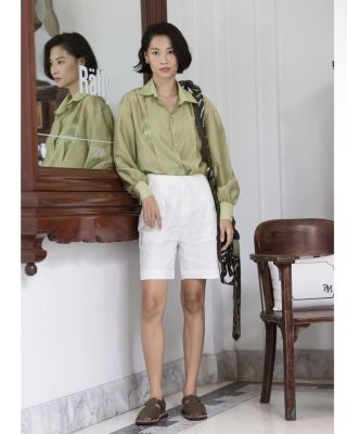SIMONNE - Linen Shorts (White) กางเกงขาสั้นลินิน