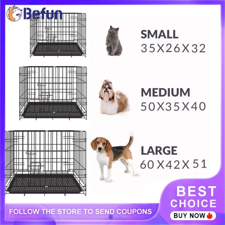 S M L Dog Cage with Poop Tray Heavy Duty Pet Collapsible Cage Foldable ...