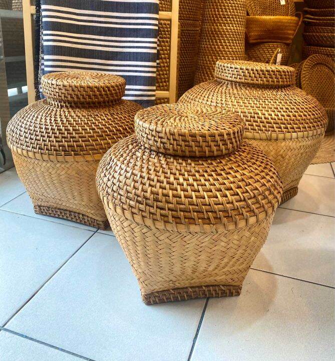 Handwoven rattan bamboo Labtang decorative jar Lazada PH