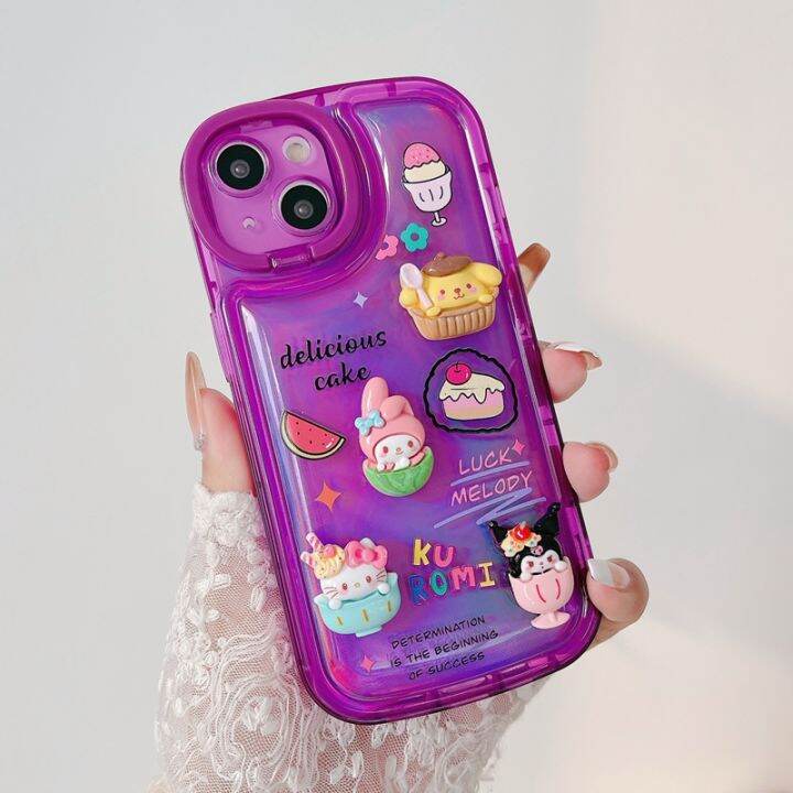 Cartoon Lovely 3d Hello Kitty My Melody Pompompurin Kuromi Laser Mobile Phone Case For Iphone 15 7495