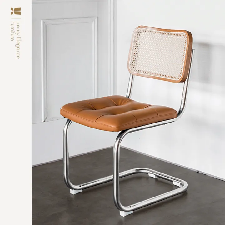 Cesca Nordic Design Log Solid Wood Rattan Metal Leather Soft Bag Dining Room and Study Room Desk