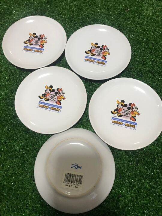 Mickey & Minnie Mouse Saucer Plates Set Of Five (5) 