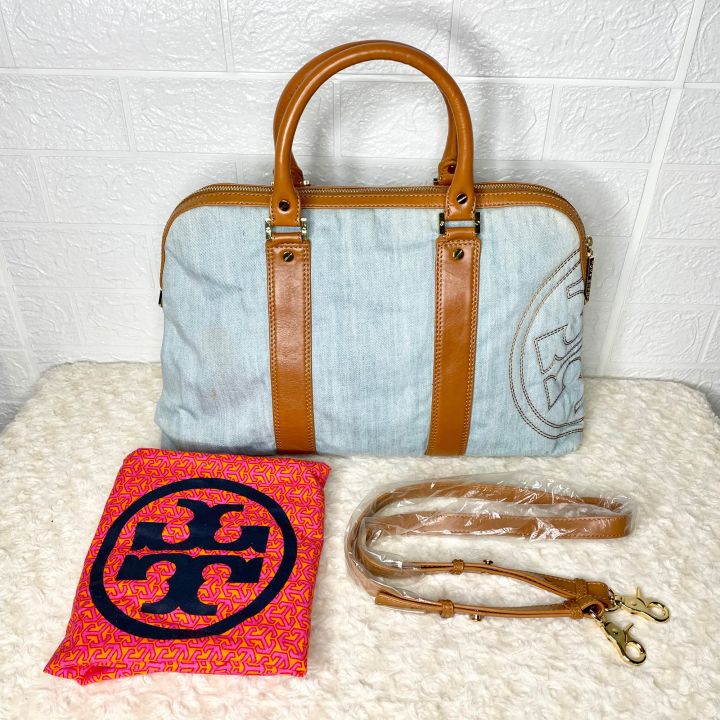 AUTHENTIC Tory B Denim Leather Handbag/Crossbody bag