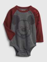 baby Gap ?บอดี้สูทแขนยาวบอดี้สีเทาเข้มแขนสีแดงเลือดนก ขนาด 3-18months