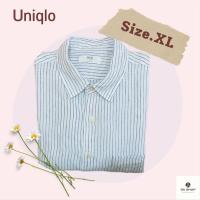 เสื้อเชิ้ต Uniqlo มือสองของเเท้ ราคา 290 ฿ Color : ขาว(ลายทาง) ผ้า : ลินิน Size : XL ออ : 46’ ยาว : 27’ ตำหนิ : ไม่มี ?สินค้าส่งหลังจากสั่ง 1 วันนะคะ?