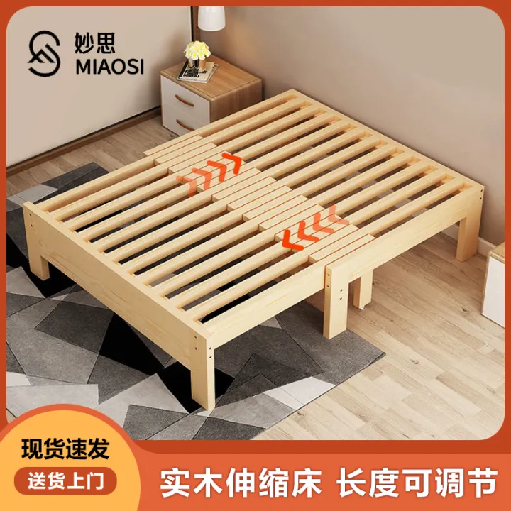 Solid Wood Single Bed 90cm Retractable Bed Frame without Bedside